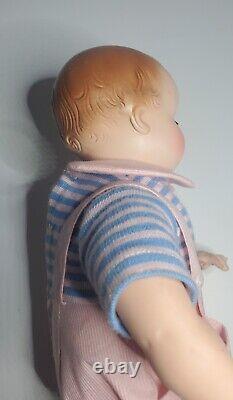 Vintage Madame Alexander Boy Baby Doll Butch Blue Pink Striped Molded Hair