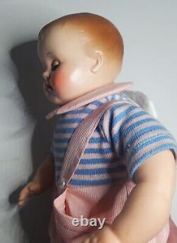 Vintage Madame Alexander Boy Baby Doll Butch Blue Pink Striped Molded Hair