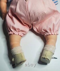 Vintage Madame Alexander Boy Baby Doll Butch Blue Pink Striped Molded Hair