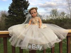Vintage Madame Alexander CISSY Doll in Complete Pink Bride Outfit Tagged 1956