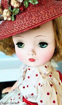 Vintage Madame Alexander Cissy Doll in Polka Dots & Original Hat Circa 1956