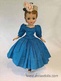 Vintage Madame Alexander Cissy Doll in Sapphire Blue Taffeta Cocktail Dress