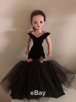 Vintage Madame Alexander Cissy Hard Plastic Doll in Black Velvet Mermaid Gown