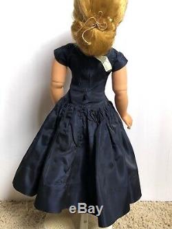 Vintage Madame Alexander Cissy In Navy Taffeta With Stole and Hat