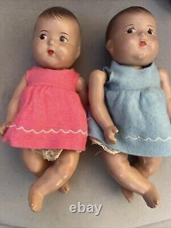 Vintage Madame Alexander Dionne Quintuplets Dolls Set 1930s With SP Carlton Spoons