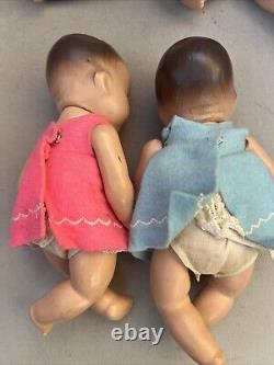 Vintage Madame Alexander Dionne Quintuplets Dolls Set 1930s With SP Carlton Spoons