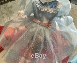 Vintage Madame Alexander Doll Dress Made For Cissy Swiss Blue & White Lace Trim