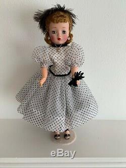 Vintage Madame Alexander HP Cissy Doll in White & Black Polka Dot Dress withAccess