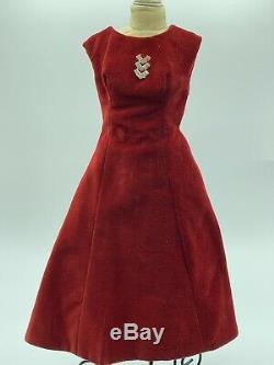 Vintage Madame Alexander VHTF 1956 Red Velvet Sheath Dress With Chevron Pin