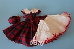Vintage Rare Red Plaid Madame Alexander Cissy Dress Purse And Slip From 1955