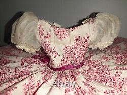 Vintage VHTF Madame Alexander Cissy Doll DARK PINK FLORAL TOILE Dress 1955