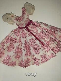 Vintage VHTF Madame Alexander Cissy Doll DARK PINK FLORAL TOILE Dress 1955