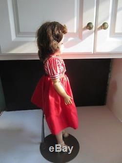 Vtg Madame Alexander Cissy Doll in Red Pinafore w Red & White Striped Blouse