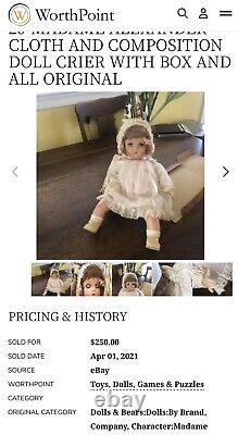 WOW NIB 1930s? 20 MADAME ALEXANDER Composition & Cloth Doll FLIRTY EYES Crier