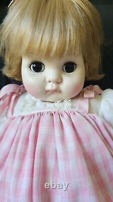 Working! 1965 Madame Alexander Puddin Baby Doll Blonde Pink Dress 20