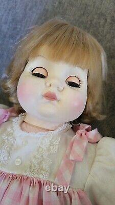 Working! 1965 Madame Alexander Puddin Baby Doll Blonde Pink Dress 20