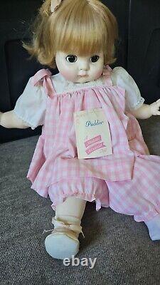 Working! 1965 Madame Alexander Puddin Baby Doll Blonde Pink Dress 20